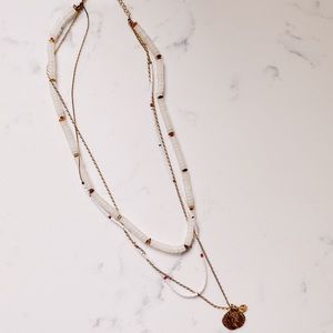 Anthropologie Gold Coin Triple Layered Necklace
